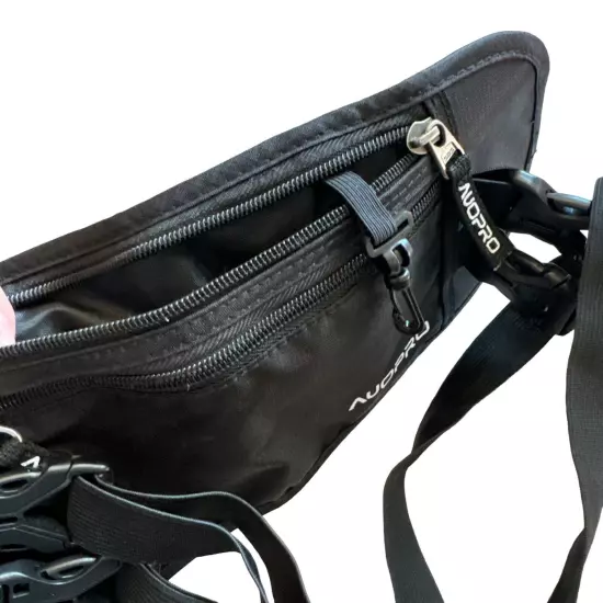 RFID Black Money Belt for Travel Two Straps Two Pockets