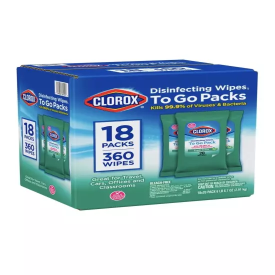 Clorox Disinfecting On The Go Wipes Fresh Scent 360 Wipes Per Box