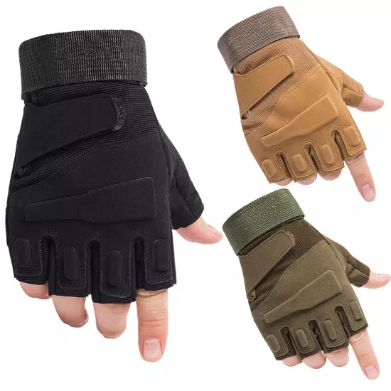 Men's Tactical Fingerless Gloves Military Combat Shooting Half Finger Gloves