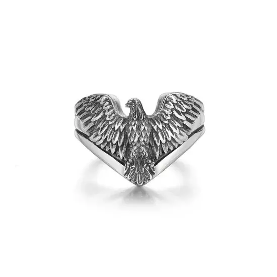 3D Eagle Men's Ring S925 Sterling Silver Hawk Ring for Men Vintage Thai Silver 