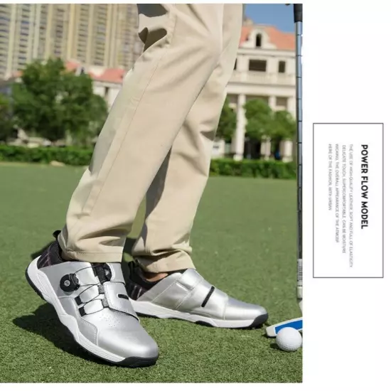 Men's Waterproof Golf Sneakers Quick Lacing Non-slip Breathable Golf Shoes 36-46