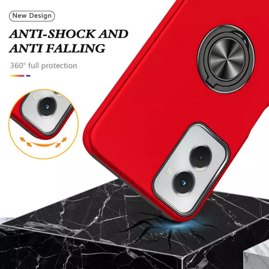 For Motorola Moto G Power 5G 2024 - Dual Layer Impact Cover Case w/Ring Holder