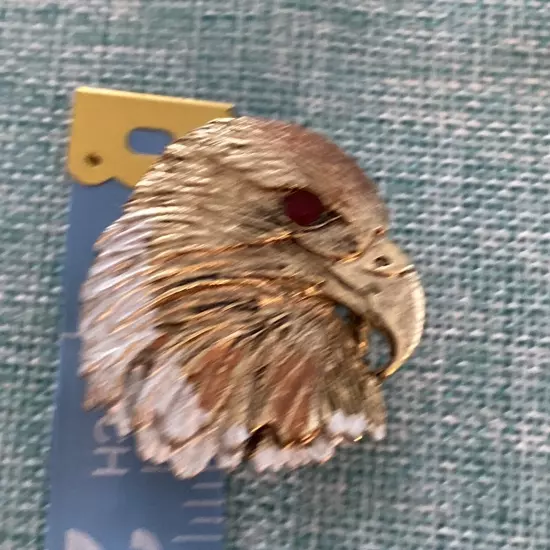 Eagle Head Bolo Western Tie Scarf Clip Red Rhinestone Eye