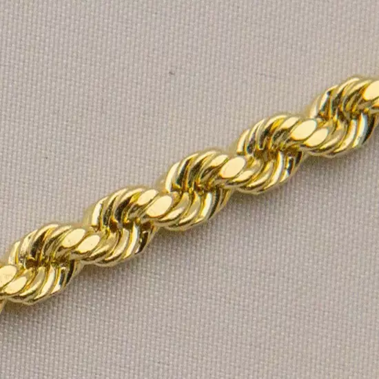 BRAND NEW 14K Yellow Gold 2mm-5mm Italy Rope Chain Twist Link Bracelet Hollow