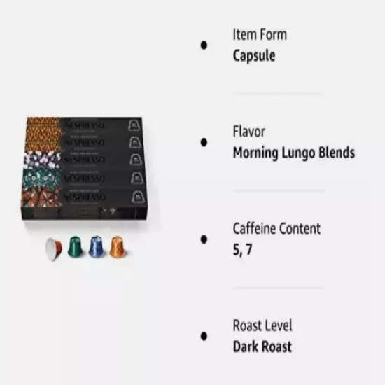 Nespresso Capsules Morning Lungo Blends/Assortment Original Line 50 Cnt