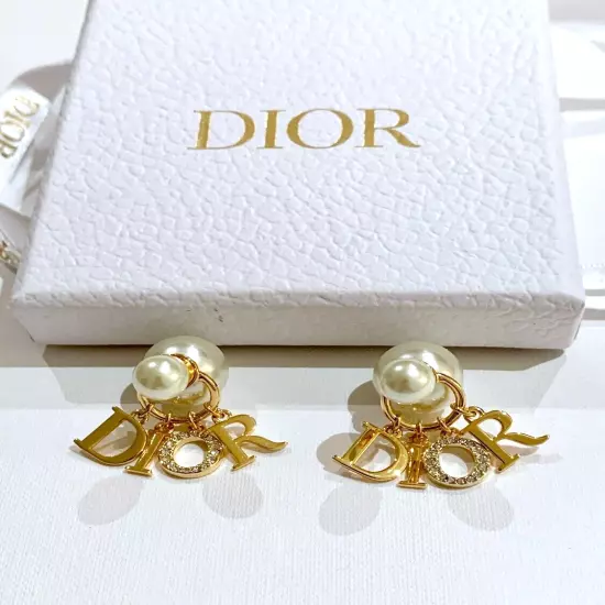 DIOR Tribales CD Crystal Charm Pearl Earrings