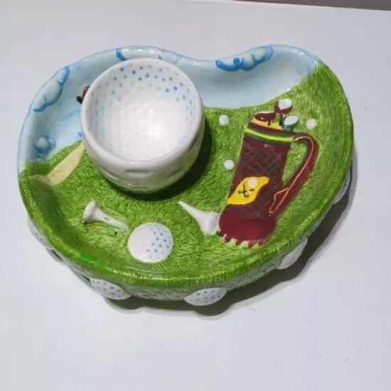 RARE CARDINAL INC CHIP SHOTS GOLF CLUB DIP BOWL & SERVING PLATTER SET