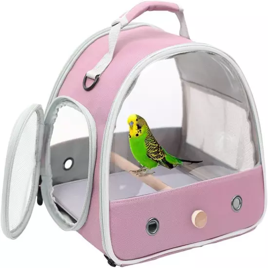 Small Bird Parrot Travel Carrier Bag Standing Perch Tray Breathable Portable