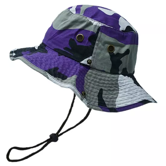 Unisex 100% Cotton Bucket Hat Fishing Camping Safari Boonie Sun Brim Summer Cap