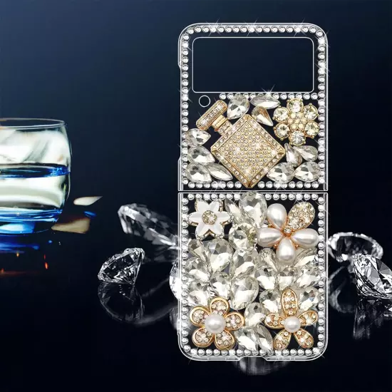 Omio for Samsung Galaxy Z Flip 3 5G Case, 3D Handmade Sparkle Stunning Stones C