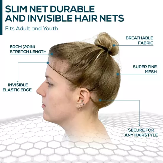 Slim Net Durable and Invisible Hair Nets for Men and Women - Reusable