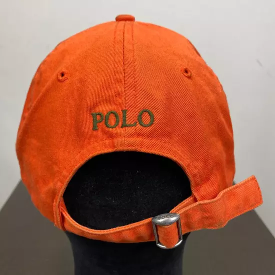 Polo Ralph Lauren Embroidered Pony Orange Baseball Hat Adjustable 