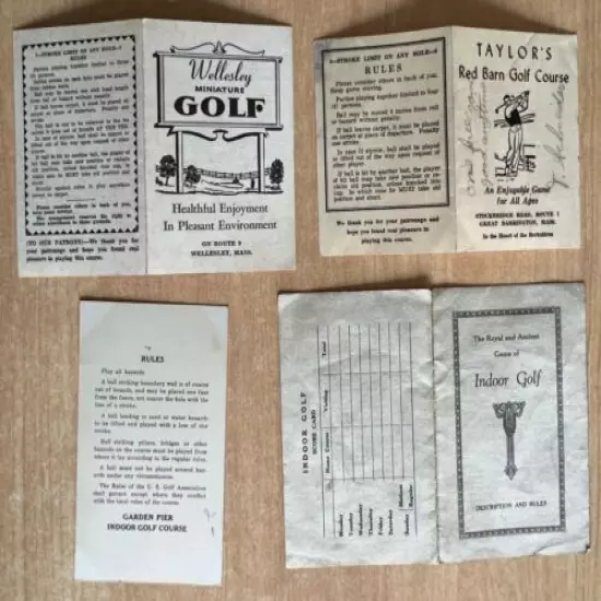 4 vintage MINIATURE GOLF SCORECARDS Indoor Golf Garden Pier Atlantic City c.1910