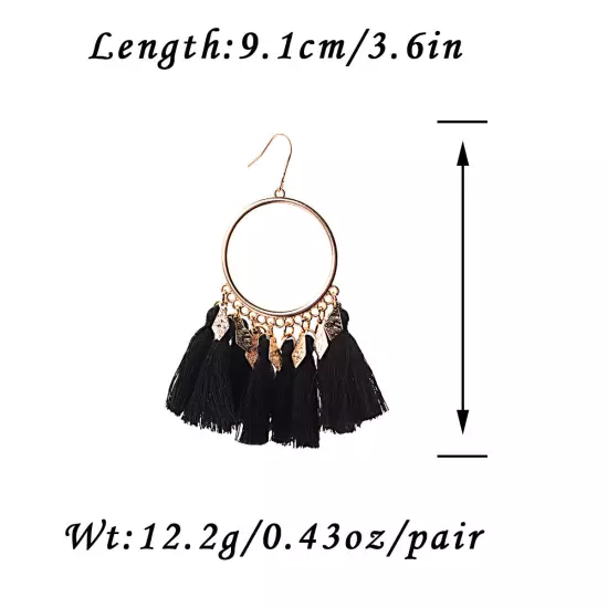 Fashion Women Bohemian Earrings Long Tassel Fringe Drop Dangle Ear Stud Jewelry