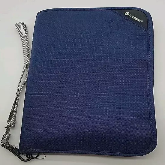 PACSAFE RFIDSAFE V200 Anti-Theft RFID Blocking Travel Organizer, NAVY BLUE ~NWOT