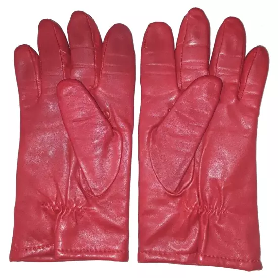 Womens lined red leather gloves size 7.5