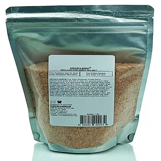 IndusClassic Himalayan Edible Pink Cooking Sea Salt - Fine Grain (0.5mm to 1mm)