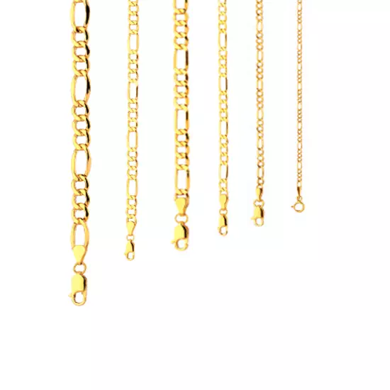 14k Yellow Gold 2mm-6.5mm Figaro Chain Necklace Bracelet Size 7"-30" Hollow