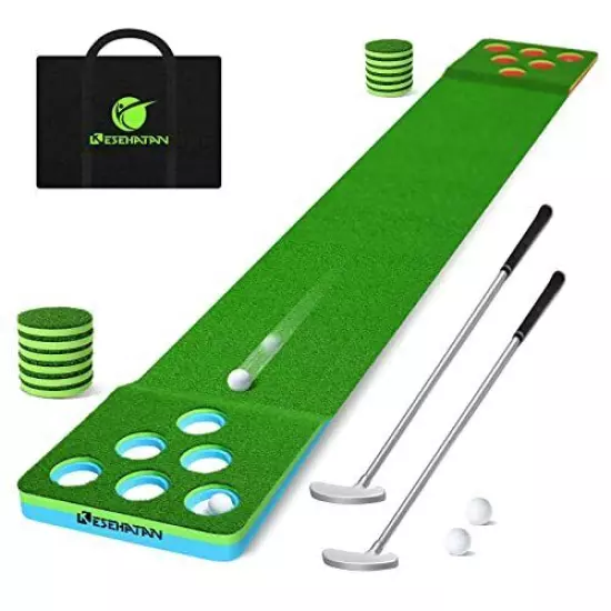 Kesehatan Golf Pong Game Set with 11.5' Putting Green Mat, 2 Putters, 4 Balls, 1