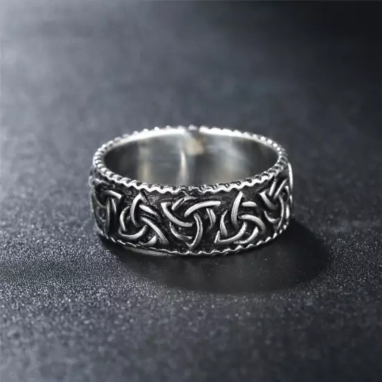 Vintage 8MM Celtic Knot Wedding Band Ring Men Women Stainless Steel Biker Ring