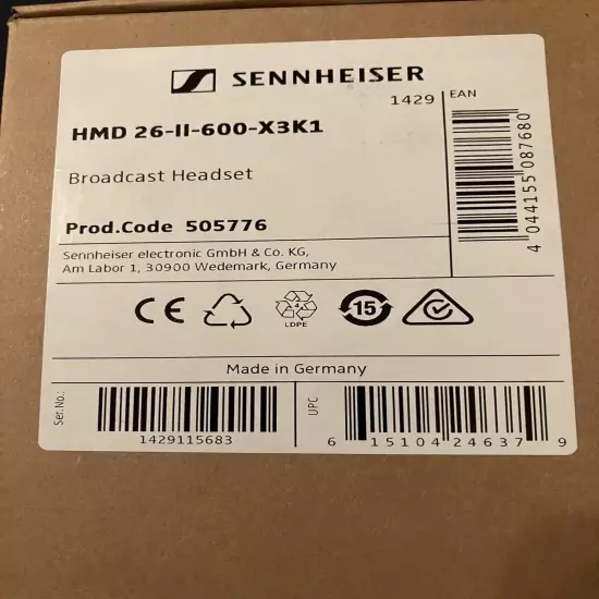 Sennheiser HMD 26-ll-600-X3K1 Broadcast Headset 