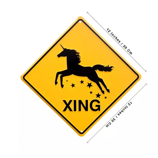 Unicorn Crossing Stars Funny Street Sign Girls Kids Bedroom Home Wall Art Decor