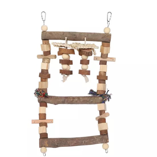 Bird Ladder Bridge Swing Chewing Toys Natural Logs Cage Accessories F AD5