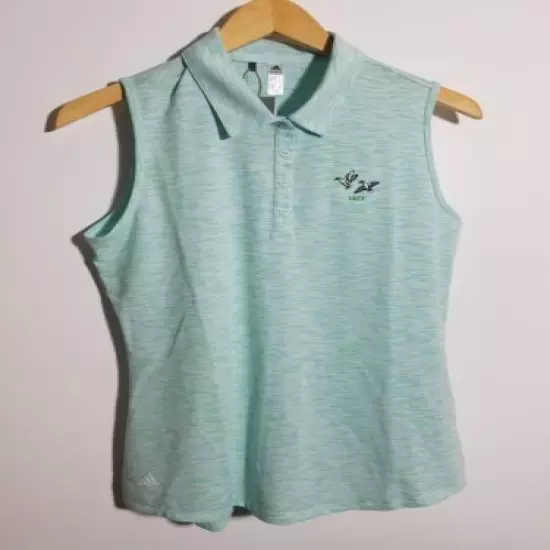 NWT WOMEN'S ADIDAS SPACE DYE S/L POLO, SIZE: X-SMALL, COLOR: HALO MINT (J376)