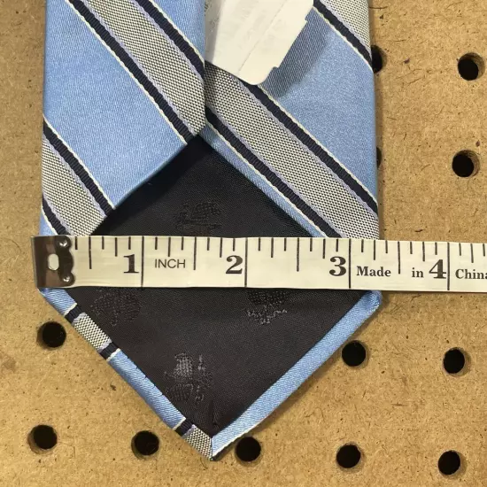 NWT Brooks Brothers Modern Silk Neck Tie USA Repp Stripe Light Blue & Silver Men