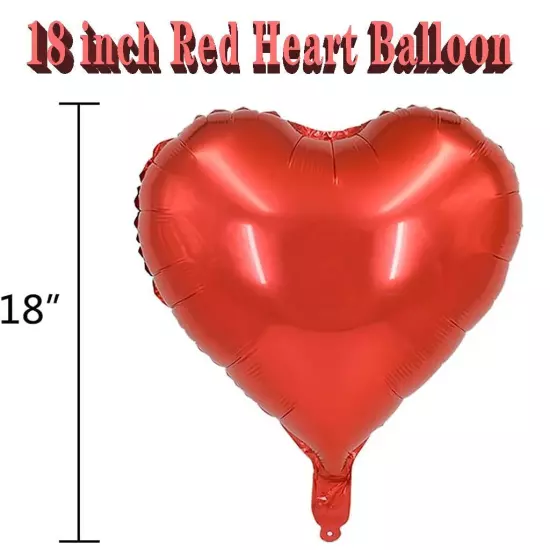 18 Inch Red Heart Balloons for Valentines Day Decor 12 Pcs Valentines Day Hea...