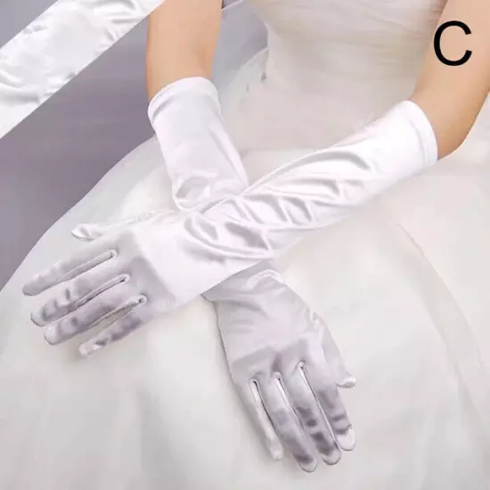 Women's Satin Long Gloves Opera Wedding Bridal Evening Party Prom Costume Glove