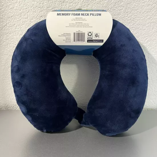 Protege Microfiber Travel Neck Pillow 100% Polyester Fleece Knit, Navy Blue