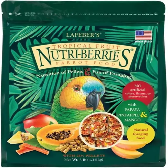 Tropical Fruit Nutri-Berries Pet Bird Food, Made with Non-Gmo and Human-Grade In