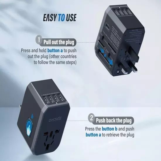 EPICKA Universal Travel Adapter One International Wall Charger AC Plug Adaptor w