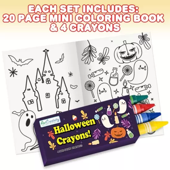 ArtCreativity Bulk 24 Pack Halloween Mini Coloring Book Kit, Each Set... 