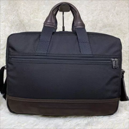 Tumi 2Way Briefcase Business Bag Leather Nylon Black