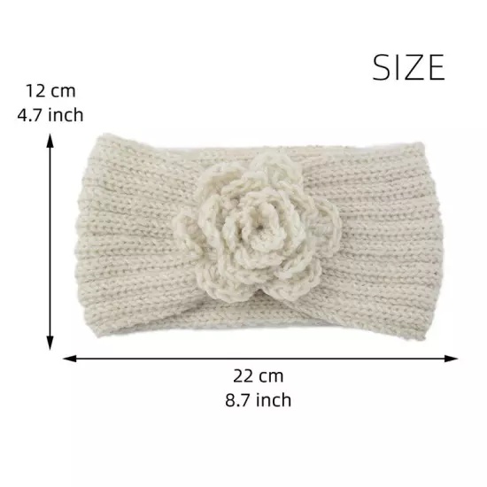 Women's Camellia Knitted Headband Stretch Hair band Head Wrap Soft Ear Warmers