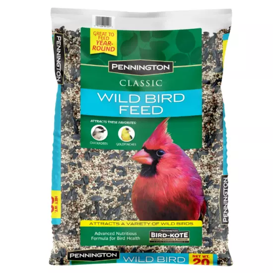 Pennington Classic Wild Bird Feed and Seed, 20 lb. Bag, Dry, 1 Pack