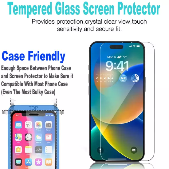 For iPhone 16 Pro Max/16 Pro/15/14/13 Case Phone Cover Shockproof+Tempered Glass