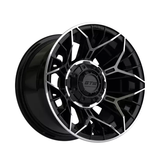 GTW Stellar 12x7 Matte Black/Machined Aluminum Golf Cart Wheel | 3:4 Offset