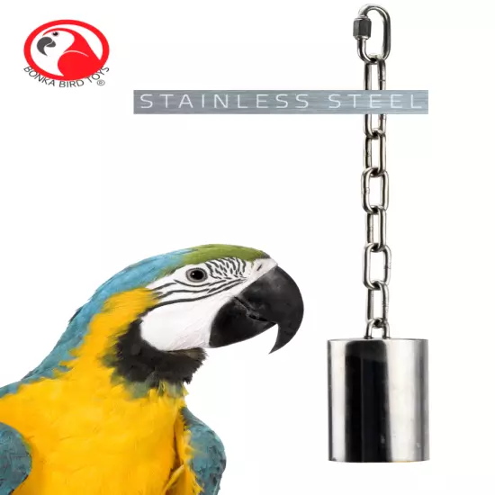 Bonka Bird Toys 1644 Large Stainless Steel Pipe Bell Durable Noise Parrot Cage