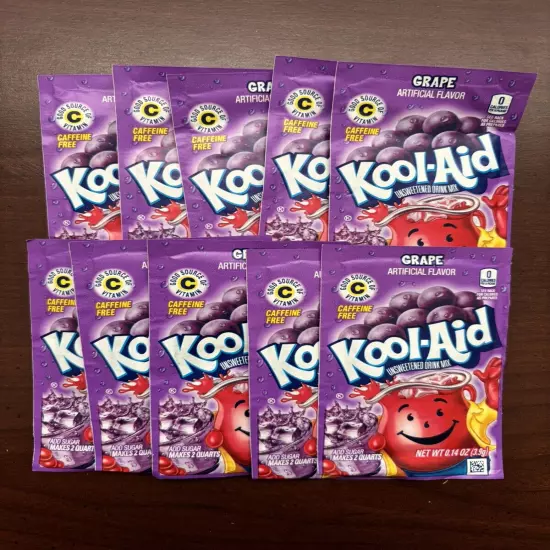 10 Grape Flavor Kool Aid Drink Mix Vitamin C Unsweetened