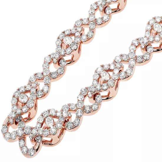 8 Ptr Solitaire 38 3/5 CT Real Diamond Infinity Necklace 22" 10K Rose Gold