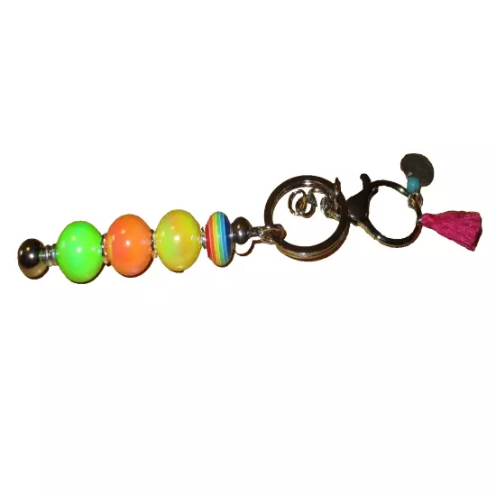 Handmade Beaded Bar Key Split Ring Key Chain 1*