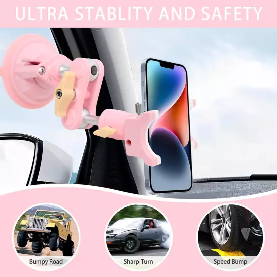 Suction Cup Holder Phone Mount Car 360° Rotating,Universal Ball Head Arm for Pho