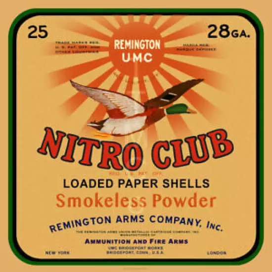 Reproduction Vintage Remington "Nitro Club" 28 Gauge Box Label Canvas Print