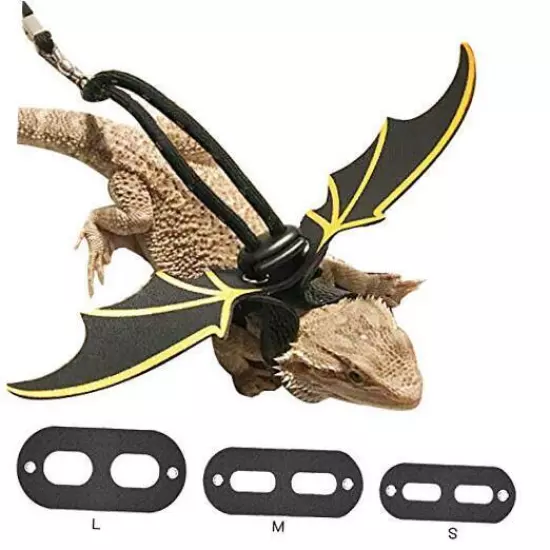  Adjustable Bearded Dragon Leather Harness Leash (S/M/L 3 Chest Pack) with Gold