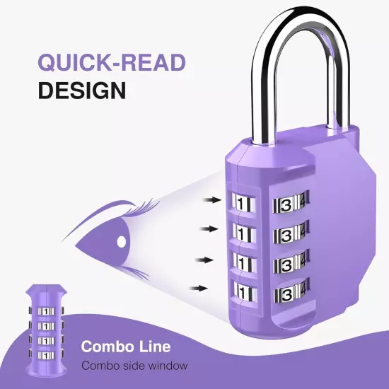 1 Pack Combination Lock 4 Digit Locker Lock Outdoor Waterproof Padlock for Schoo