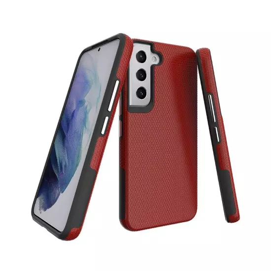 Rhinos Rugged Shockproof Case Cover Red +Screen Protector For Samsung S22