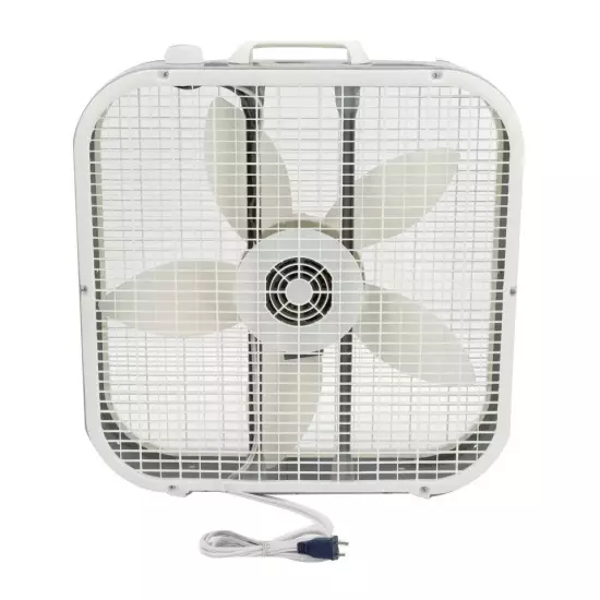 Lasko 20" Classic Box Fan with Weather-Resistant Motor, 3 Speeds, 22.5" H, White